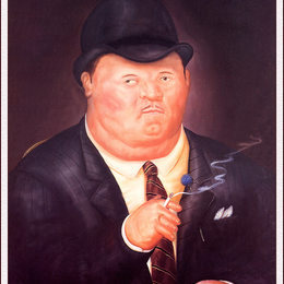 《男性吸烟》费尔南多·博特罗(Fernando Botero)高清作品欣赏