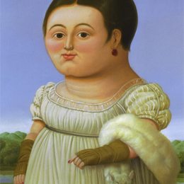 《里维埃小姐（在安格尔之后）》费尔南多·博特罗(Fernando Botero)高清作品欣赏