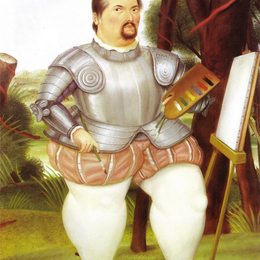 《西班牙征服者的自画像。》费尔南多·博特罗(Fernando Botero)高清作品欣赏