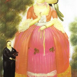 《与蓬巴杜夫人的自画像》费尔南多·博特罗(Fernando Botero)高清作品欣赏