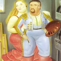 《与索菲亚的自画像》费尔南多·博特罗(Fernando Botero)高清作品欣赏