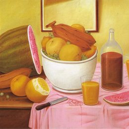 费尔南多·博特罗(Fernando Botero)高清作品:Still Life with Orangeade