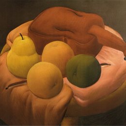 《小提琴静物》费尔南多·博特罗(Fernando Botero)高清作品欣赏