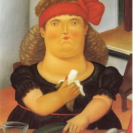 《女人吃香蕉》费尔南多·博特罗(Fernando Botero)高清作品欣赏