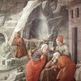 《圣约翰离开他的父母（细节）》弗拉·菲利普·利比(Filippo Lippi)高清作品欣赏