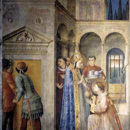 《圣劳伦斯从宝来接受教会的宝藏》弗拉·安吉利科(Fra Angelico)高清作品欣赏