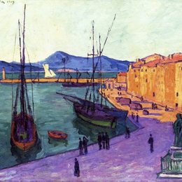 《圣特罗佩斯港夜间效果》弗朗西斯·毕卡比亚(Francis Picabia)高清作品欣赏