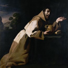 《圣法兰西斯的冥想》弗朗西斯柯·德·苏巴朗(Francisco de Zurbaran)高清作品欣赏