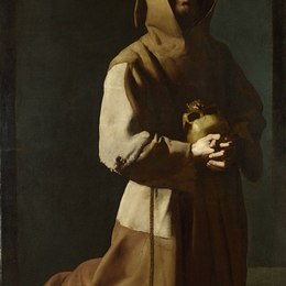《圣弗兰西斯跪下》弗朗西斯柯·德·苏巴朗(Francisco de Zurbaran)高清作品欣赏
