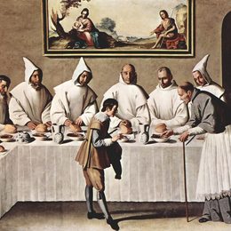 《卡路西斯食堂的克鲁尼圣休米》弗朗西斯柯·德·苏巴朗(Francisco de Zurbaran)高清作品欣赏