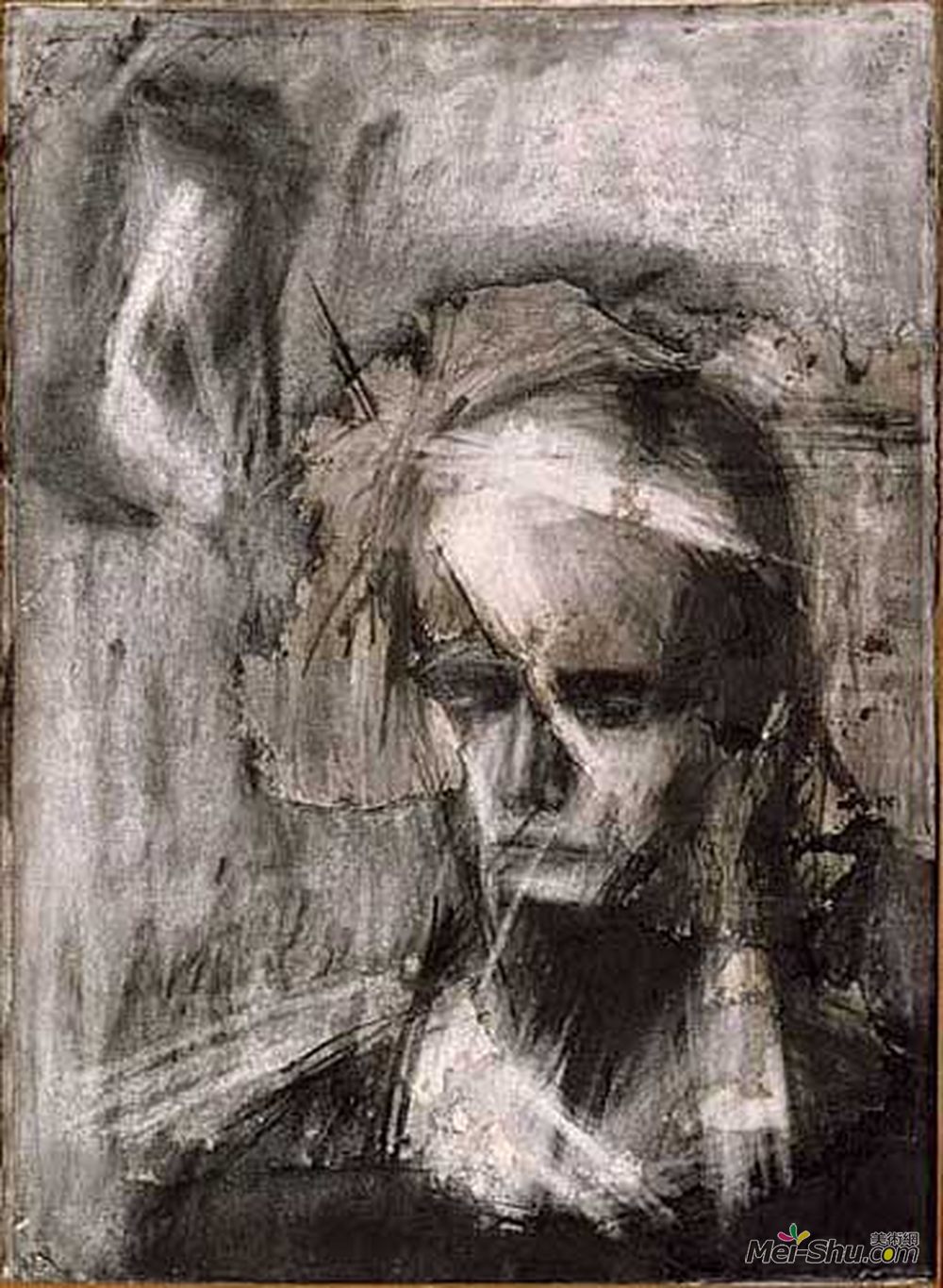 《朱丽亚首领》弗兰克·奥尔巴赫(frank auerbach)高清作品欣赏