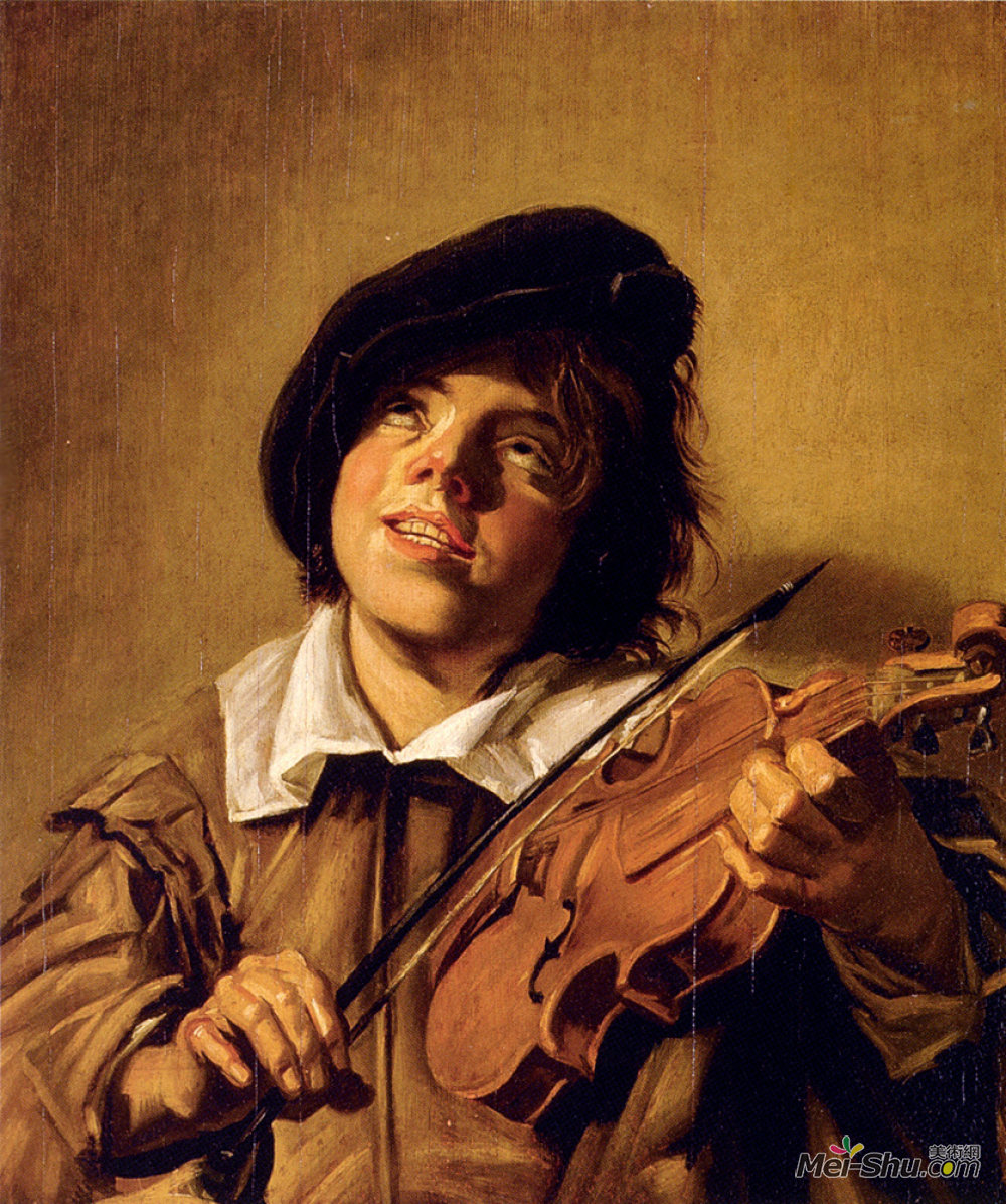 拉小提琴的男孩名画图片