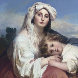 《带孩子的意大利女人》弗兰兹-温特豪德(Franz Xaver Winterhalter)高清作品欣赏