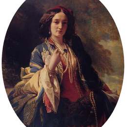 弗兰兹-温特豪德(Franz Xaver Winterhalter)高清作品:Portrait of Katarzyna Potocka