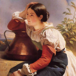 《坐在井边的意大利年轻姑娘》弗兰兹-温特豪德(Franz Xaver Winterhalter)高清作品欣赏