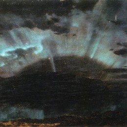 弗雷德里克·埃德温·丘奇(Frederic Edwin Church)高清作品:Aurora Borealis, Mt Desert Island, from Bar Harbor, Maine