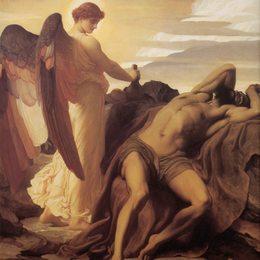 《以利亚在荒野中》洛尔德·弗雷德里克·莱顿(Frederic Leighton)高清作品欣赏