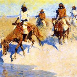 《沙漠中的水池》费雷德里克·雷明顿(Frederic Remington)高清作品欣赏