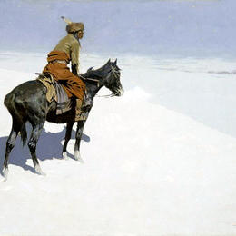 《侦察兵：朋友还是敌人？》费雷德里克·雷明顿(Frederic Remington)高清作品欣赏