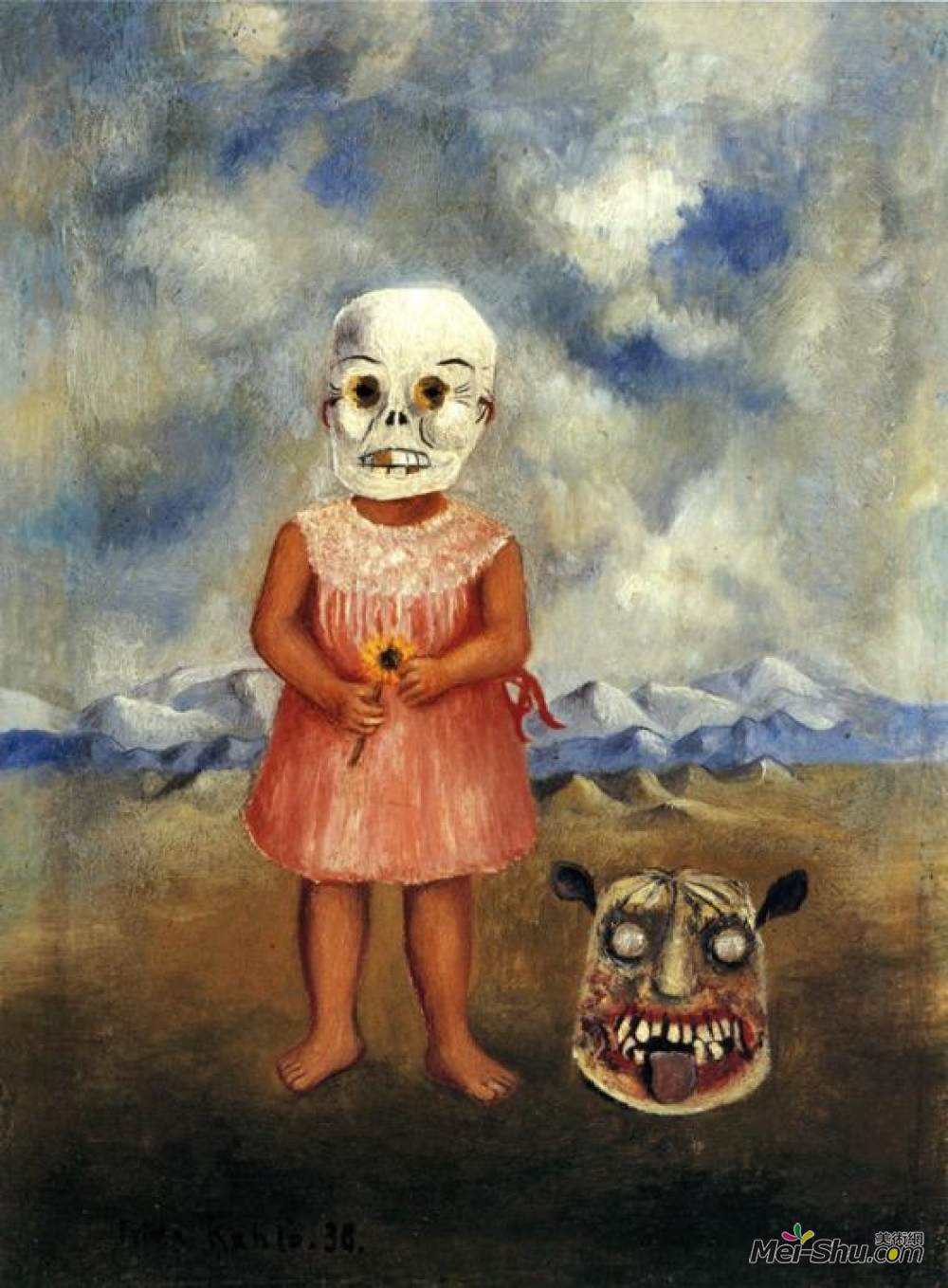 《戴面具的女孩(她独自玩耍)》弗里达·卡洛(frida kahlo)高清作品