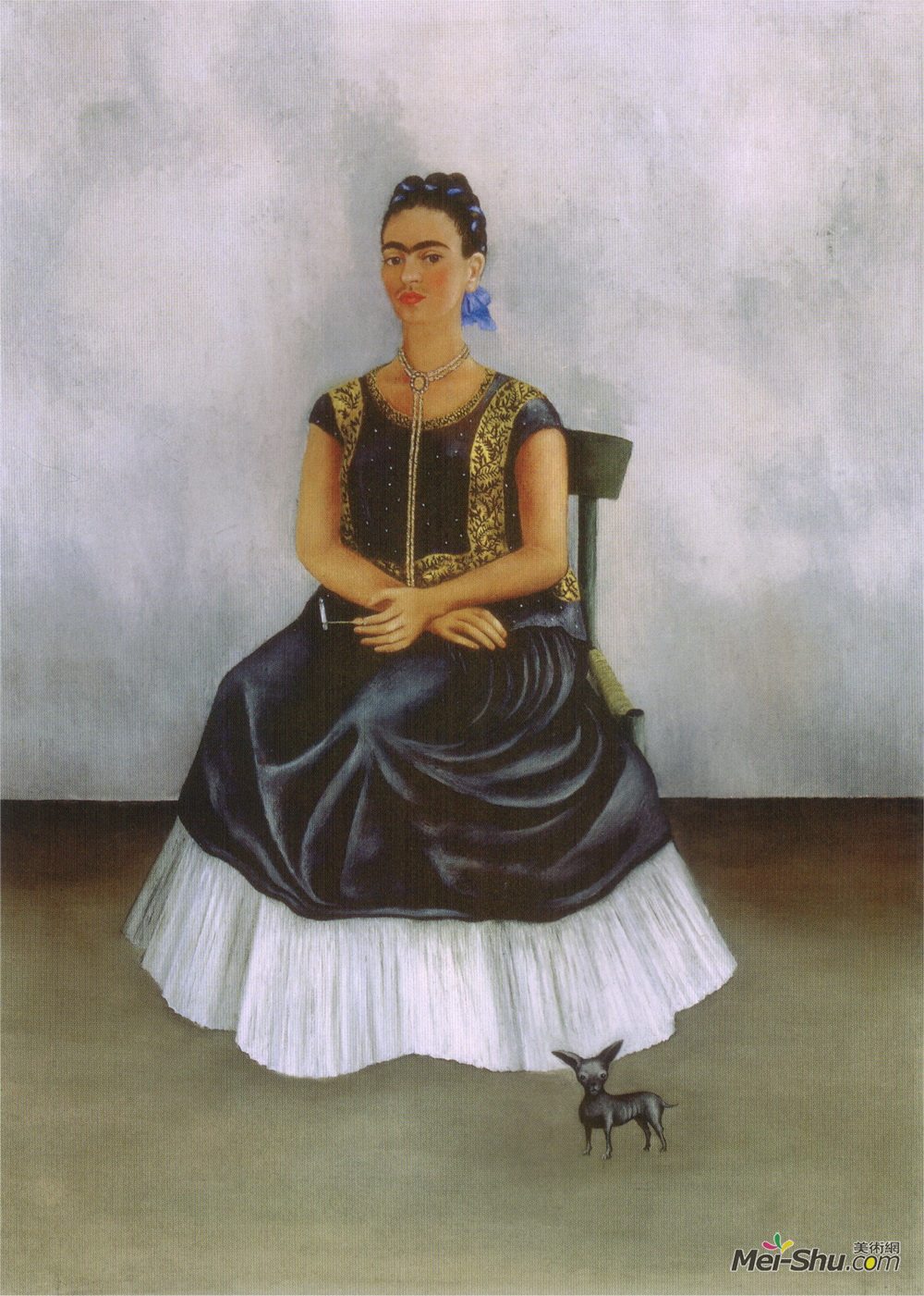 卡洛(frida kahlo)高清作品:itzcuintli dog with me更多墨西哥艺术家