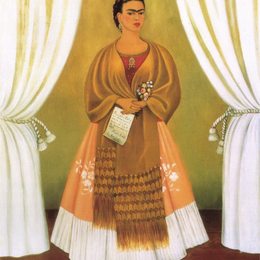 弗里达·卡洛(Frida Kahlo)高清作品:Self-Portrait Dedicated tomLeon Trotsky (Between the Curtain