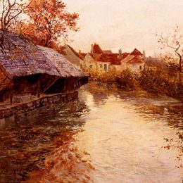 《晨河景》弗里茨·索尔洛(Frits Thaulow)高清作品欣赏