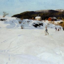 《滑雪者》弗里茨·索尔洛(Frits Thaulow)高清作品欣赏