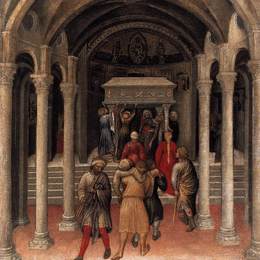 詹蒂莱·达·法布里亚诺(Gentile da Fabriano)高清作品:Quaratesi Altarpiece, Pilgrims at the Tomb of St.Nicholas of