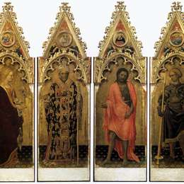 詹蒂莱·达·法布里亚诺(Gentile da Fabriano)高清作品:Two saints from the Quaratesi Polyptych: St. Mary Magdalen a