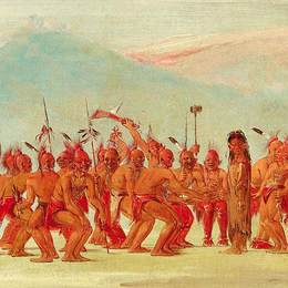 乔治·卡特林(George Catlin)高清作品:Dance to the Berdache (Sac and Fox)