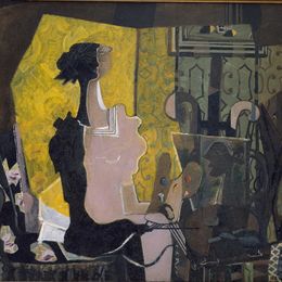 《戴画架的女人》乔治·布拉克(Georges Braque)高清作品欣赏