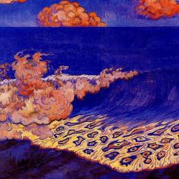 《蓝色海景，波浪效应》乔治·拉孔布(Georges Lacombe)高清作品欣赏