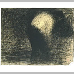 《在工作中的土地：人的脸轮廓，倾斜》乔治·修拉(Georges Seurat)高清作品欣赏
