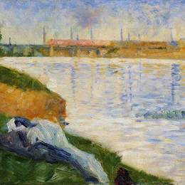 《草地上的衣服》乔治·修拉(Georges Seurat)高清作品欣赏