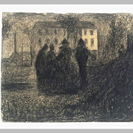 《房屋和树前的一组数字》乔治·修拉(Georges Seurat)高清作品欣赏