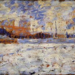 《雪效应：郊区的冬天》乔治·修拉(Georges Seurat)高清作品欣赏