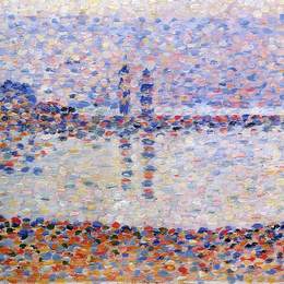 《《格雷弗林，晚上和3》频道的研究》乔治·修拉(Georges Seurat)高清作品欣赏
