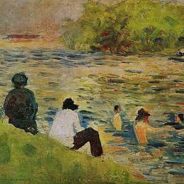 《塞纳河畔》乔治·修拉(Georges Seurat)高清作品欣赏