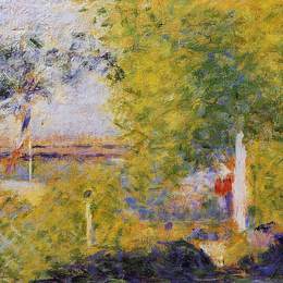 《比诺桥》乔治·修拉(Georges Seurat)高清作品欣赏