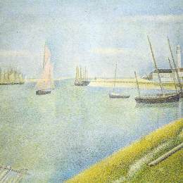 《在砾石的海峡，在海洋的方向》乔治·修拉(Georges Seurat)高清作品欣赏