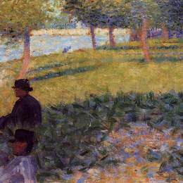 《坐三人》乔治·修拉(Georges Seurat)高清作品欣赏