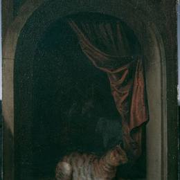 《画家工作室的橱窗里的猫》格利特窦(Gerrit Dou)高清作品欣赏