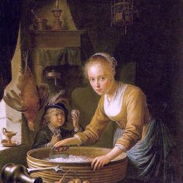 《剁洋葱的女孩》格利特窦(Gerrit Dou)高清作品欣赏
