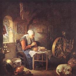 《吃肉前的恩典》格利特窦(Gerrit Dou)高清作品欣赏