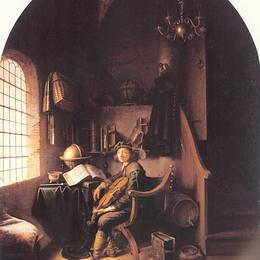 《室内青年小提琴家》格利特窦(Gerrit Dou)高清作品欣赏