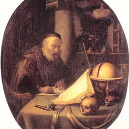 《人打断了他的写作。》格利特窦(Gerrit Dou)高清作品欣赏