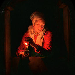 《带蜡烛的老妇人》格利特窦(Gerrit Dou)高清作品欣赏