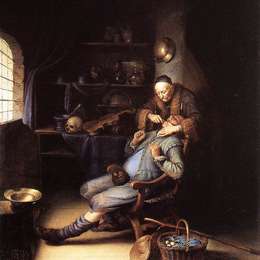 《牙拔除术》格利特窦(Gerrit Dou)高清作品欣赏