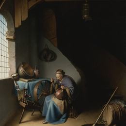 《女人吃粥》格利特窦(Gerrit Dou)高清作品欣赏